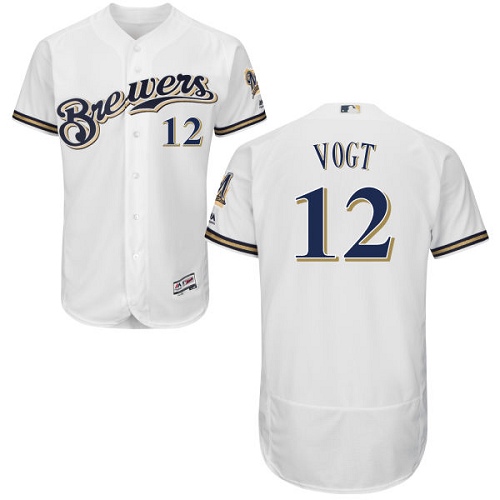 Brewers #12 Stephen Vogt White Flexbase Authentic Collection Stitched MLB Jersey